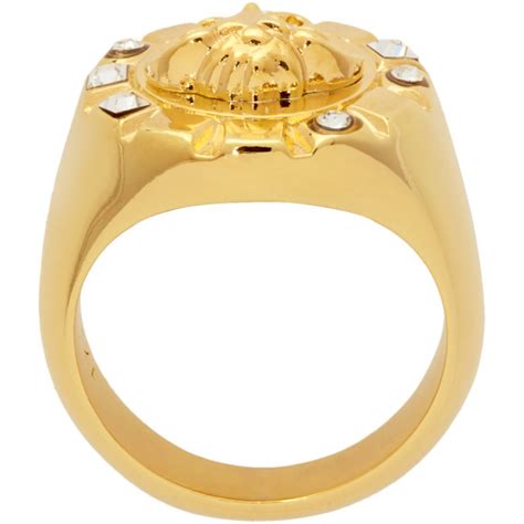 versace gold palazzo crystal medusa round ring|Versace ring size chart.